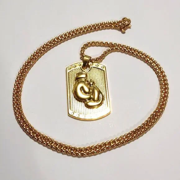 Golden Gloves Boxing Necklace Fighter PendantUFC Christmas Birthday Gift New!!
